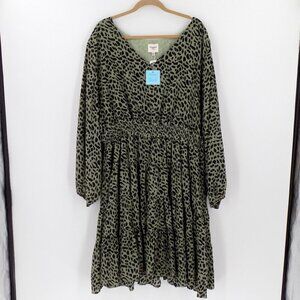 Hayden Los Angeles Haven Leopard Print Dress Size 2XL Green & Black